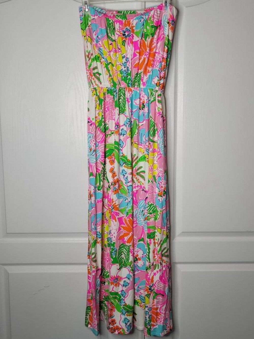 ⚜️Lilly Pulitzer Strapless Floral Maxi Dress - Pink, Green, Blue, Orange - Picture 1 of 3